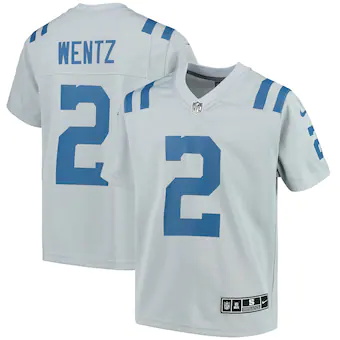 youth nike carson wentz gray indianapolis colts inverted te